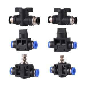 HVFF LSA BUC 피팅 공압 푸시 인 퀵 조인트 커넥터 핸드 밸브 회전 스위치 수동 볼 4mm 10mm 1 PC