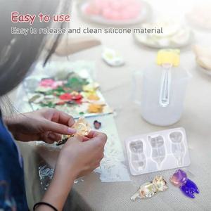 3D 고양이 크리스탈 에폭시 수지 금형 DIY 3 차원 거짓말 다시 키 체인 펜 홀더 실