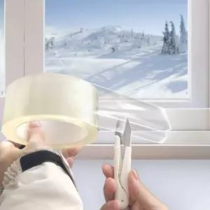 가위 포함 투명 창문 날씨 씰링 테이프 잔여물 없는 스트립 2인치 x 33피트 겨울용 단열 키트 가정용 도어