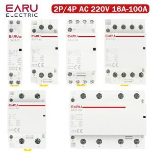 2P 4P 16A 20A 25A 32A 50A 40A 63A 100A AC 220V DIN 레일 가정용 모듈식 접촉기 스위치 컨트롤러 DIY 스