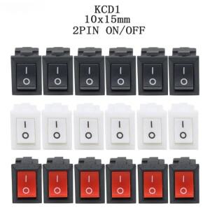 3/5/10Pcs KCD11-101 푸시 버튼 스위치 3A/250V 미니 블랙 레드 화이트 10x15mm 2 핀 ON/OFF SPST 로커
