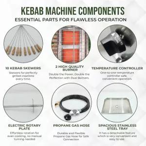 호미라 버티컬 샤와르마 기계 - 버너 로티세리 그릴 2개 도너 케밥 및 타코 알 목사 기계(케밥 꼬치 10개