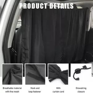 올리츠 자동차 칸막이 커튼 수면 및 캠핑을 위한 프라이버시 암막 탈착식 차량 선쉐이드 스크린이 열