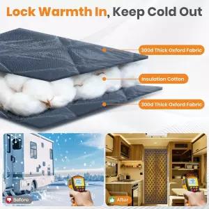 겨울용 마그네틱 RV 단열 도어 커버 가장 큰 30인치 x 73인치(커튼 33인치 75인치) 커튼 방수 담요 캠핑카