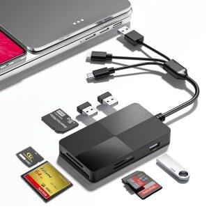 메모리 스틱 프로 듀오 어댑터 - 8 in 1 SD /TF /MS /CF /xD-그림 카드 멀티 컴퓨터 리더, iPhone /Laptop /USB-C 장치 /메모리 Mark2 /SD /XD 리더 3개 포함