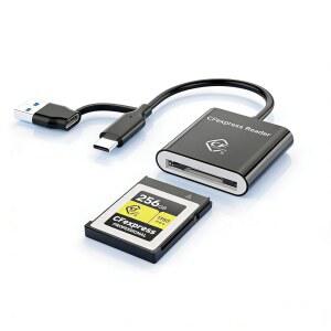 USB 3.2(2세대) 10Gbps, USB-C&USB-A 2-in-1 타입 B CF Express 어댑터, Windows /Mac /Linux / Android와 호환, iPhone 17 /16 /15, 노트북, 태블릿, 스마트폰용 리더기