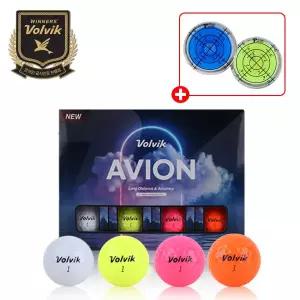 볼빅 아비온 칼라 골프공 1더즌 (12구) + 그린 경사체크 볼마커 1개