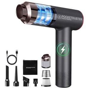 포켓 더스터 2-in-1 압축 공기 및 150000 고RPM 미니 진공 청소기 - 데스크탑, 키보드, 노트북, 건조기 전자 제품을 위한 강력한 브러시리스 모터