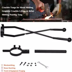 금속 용융 및 주입용 도가니 집게 흑연 팅 주얼러 블랙스미스 정제소 제련소 주조 정제 도구 (2 집게)