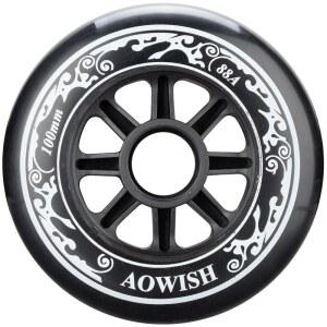AOWISH 100mm 스피드 인라인 스케이트 휠 롤러 블레이드 88A 야외 스케이팅 신발 교체 휠, 블랙, 3종 세트