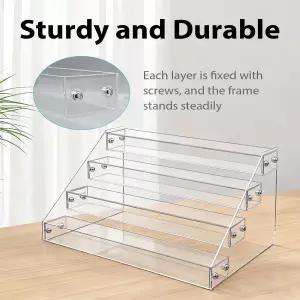 4단 투명 아크릴 캐스케이드 CD 홀더 DVD/CD 디스플레이 스탠드 보관함 비닐 레코드 선반. 최대 32개의