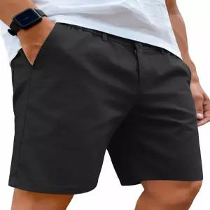 플레판 남성 코튼 5/7 인심 반바지 캐주얼 클래식 핏 엘라스틱 허리밴드 여름 트윌 치노 골프 드레스 쇼트