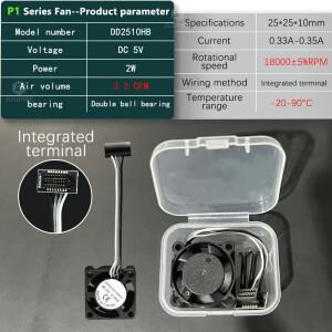 Bambu Lab P1/A1/X1 시리즈 핫엔드 냉각 팬 2510 듀얼 볼 베어링 브러시리스 5V (P1P P1S 3D 프린터 부품용