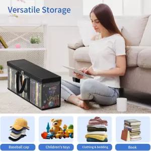 DVD 보관 가방 CD 블루레이 디스크 영화 케이스 VHS 박스 비디오 게임 앨범 책 휴대용 손잡이가 있는 투명