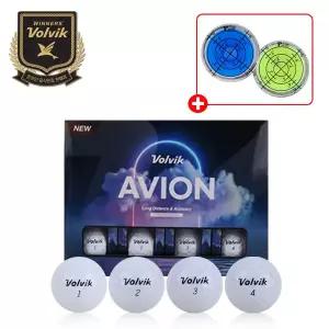 볼빅 아비온 화이트 골프공 1더즌 (12구) + 그린 경사체크 볼마커 1개
