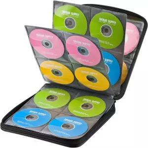 SANWA 160 용량 CD 케이스 대형 슬리브 휴대용 DVD VCD 보관함 지퍼백 손잡이가 달린 EVA 보호 블루레이