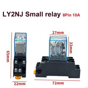 1세트 릴레이 LY2NJ DC12V AC110V AC220V 소형 10A 8 핀 코일 DPDT 소켓 베이스 8핀