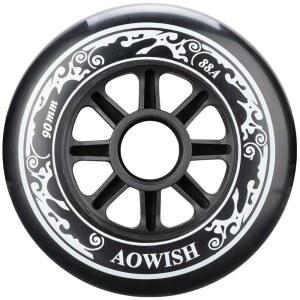 AOWISH 90mm 스피드 인라인 스케이트 휠 롤러 블레이드 88A 야외 스케이팅 신발 교체 휠, 블랙, 4종 세트