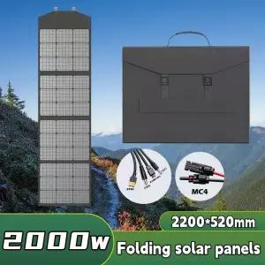2000W 고출력 접이식 태양광 패널 키트 - 12V AGM/LiFePO4 배터리 및 파워스테이션용 고효율 충전기