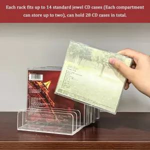 필빈든 2개 투명 아크릴 CD 홀더 DVD/CD 디스플레이 랙 보관함 및 비닐 레코드 미디어 선반 보관 정리를