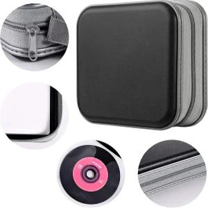 리오보드 DVD 케이스 48용량 CD 휴대용 홀더 보관 하드 플라스틱 지갑 차량용 정리함(블랙)