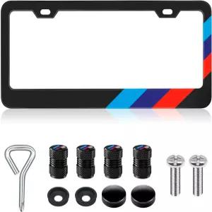 BMW 액세서리용 켄투토 번호판 프레임 전면 및 후면 차량 태그용 범용 견고 방청 알루미늄 매트 블랙