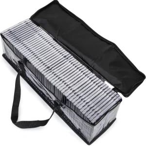 베스티 CD 보관 가방 - 음악 디스크용 2팩 투명 플라스틱 홀더 케이스 견고한 스티치 튼튼한 손잡이 96개의