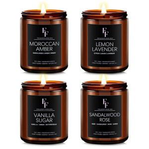 가정용 향초 4팩 28 소이 캔들 선물 세트 여성 남성용 발렌타인데이 (라벤더 / 바닐라 샌달우드 로즈 칸 앰버)