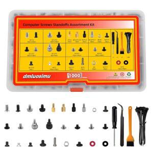 dmluosimu 1000pcs 컴퓨터 나사 및 스탠드오프 키트 - ATX 케이스, HDD/SSD, 전원 공급 장치, GPU, PC 팬용 마더보드 장착 DIY 조립 수리 필수품