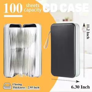 YILAG CD/DVD 케이스 보관함 100개 용량 홀더 - 자동차 집 사무실 여행용 플라스틱 디스크 보관 지갑