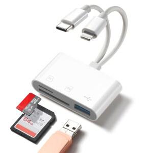 WEZAFO iPhone Android용 SD 카드 리더, 메모리 리더 내장 듀얼 iOS 및 USB C 커넥터 리더(USB-A /SD /MicroSD 3 슬롯 포함), 애플리케이션 필요 없음 플러그 앤 플레이