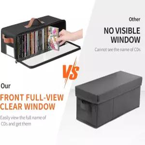 베비티오 클리어 전면 CD 보관함 4팩 상단 및 측면 손잡이가 있는 방진 지퍼형 케이스 홀더 총 140개