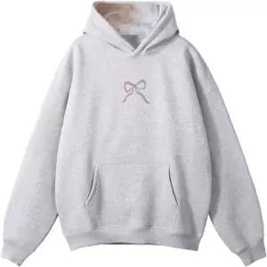 수비후 보우 후디 히비스커스 여성 오버사이즈 귀여운 그래픽 자수 프레피 Y2K 긴팔 스웨트셔츠 풀오버