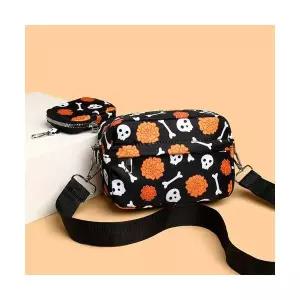 포뇨2 남성 장지갑 크로스바디 스컬 프린트 와이드 숄더 크로스백 스몰 핸드폰 동전지갑 투피스 원형 동전