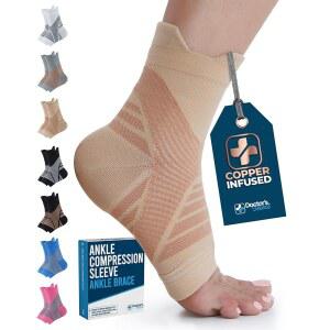 구리 발목 압박 슬리브 발가락 없는 양말 남녀공용 발목 지지대 베이지 컬러