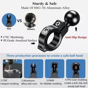 BRCovan 알루미늄 합금 핸들바 마운트 베이스 원형 레일 직경 0.5 0.87 1 1.125 1.26 RAM B 사이즈 인치 볼