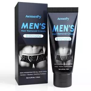 남성용 제모 크림 - 원치 않는 거친 모발을 제거하기 위한 무통 모든 피부 타입에 적합하고 민감한 알로에