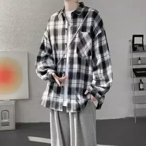 슬램덩크 남자 봄 긴팔 체크 셔츠 작음 빅사이즈 HO1