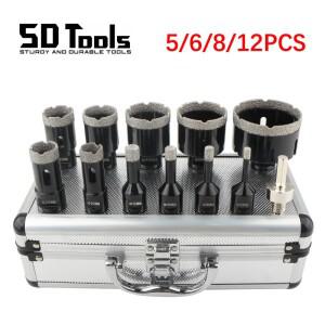 M14 스레드 납땜 다이아몬드 드라이 드릴링 비트 구멍 톱 세트 세라믹 타일 도자기 화강암 석 오프너 도구