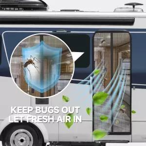 DZGKGM 마그네틱 RV 스크린 도어 커튼 - 캠핑카 여행 트레일러 다섯 번째 바퀴 벌레를 막고 신선한 공기를