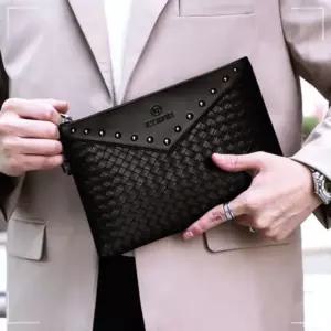 남성 직장인백 모임룩 세미정장 슬림 패턴 클러치백 블랙 RW996A0D13