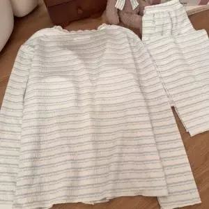 팬츠 면 봄 가을 MN 커플 잠옷세트 잠옷 스트라이프 패드 긴팔 실내복 커버 OOTD3