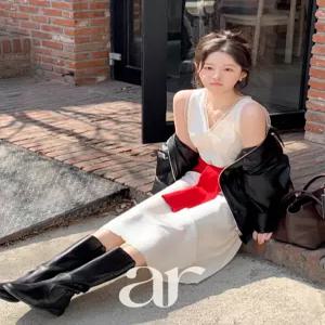 (나시원피스) 시스루 프릴 새틴 슬리브리스 롱 원피스 데이트룩 하객룩 op16333