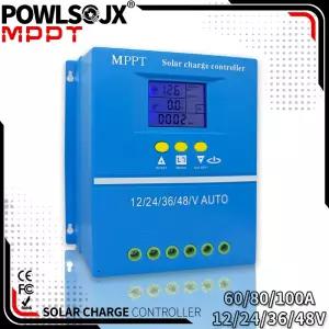 POWLSOJX MPPT 태양광 충전 컨트롤러 60A 80A 100A 12 V 24 36 48V 배터리와 호환 멀티 배터리 지지대