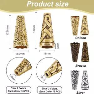 팬더홀 90pcs 구슬 콘 캡 금속 끝 애페틸러스 스페이서 귀걸이 팔찌 펜던트 주얼리 DIY 공예 크리스마스