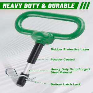 EilxMag 2팩 히치 핀 클립 및 고무 코팅 손잡이가 있는 1/2 x 3인치 트레일러 잔디 깎는 기계용 강력한