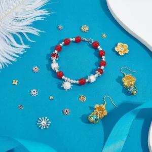 PH PandaHall 278Pcs 비드 캡 12가지 스타일 플라워 스페이서 황동 및 합금 베일 끝 참 비즈 귀걸이 팔찌