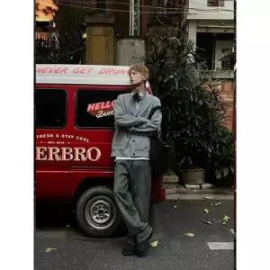 썬더볼츠 남친 남성용 니트 빈티지 맨투맨 스웨터 커플 브이넥 카디건 춘추 KKE3