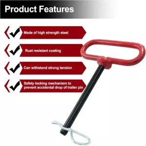 모이스티 3/8 x 4 인치 트레일러 견인 히치 핀 및 클립 트랙터 코터 핀(RV 잔디 깎는 기계(빨간색)