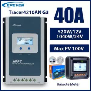 40A MPPT 솔라 충전 컨트롤러 12V/24V 배터리 전압 최대 패널 100V EPEVER 레귤레이터(LCD 데이터 원격